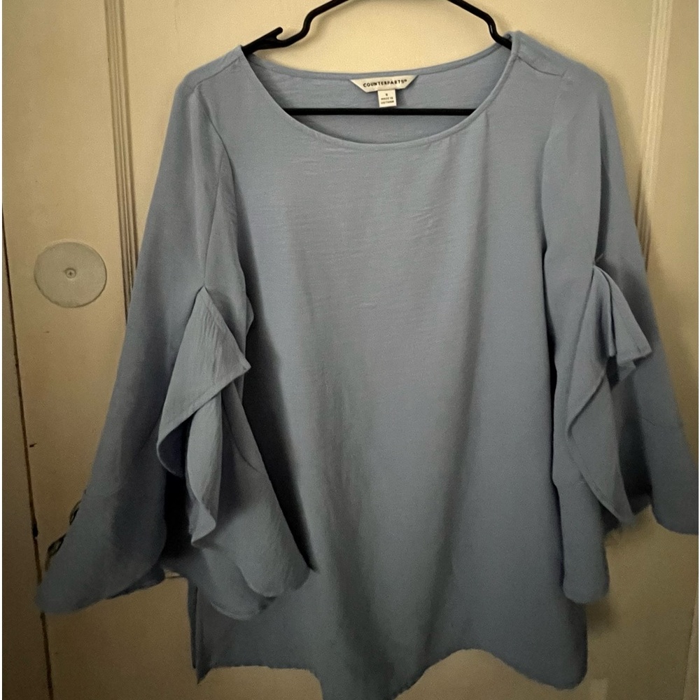Counterparts periwinkle flowy blouse